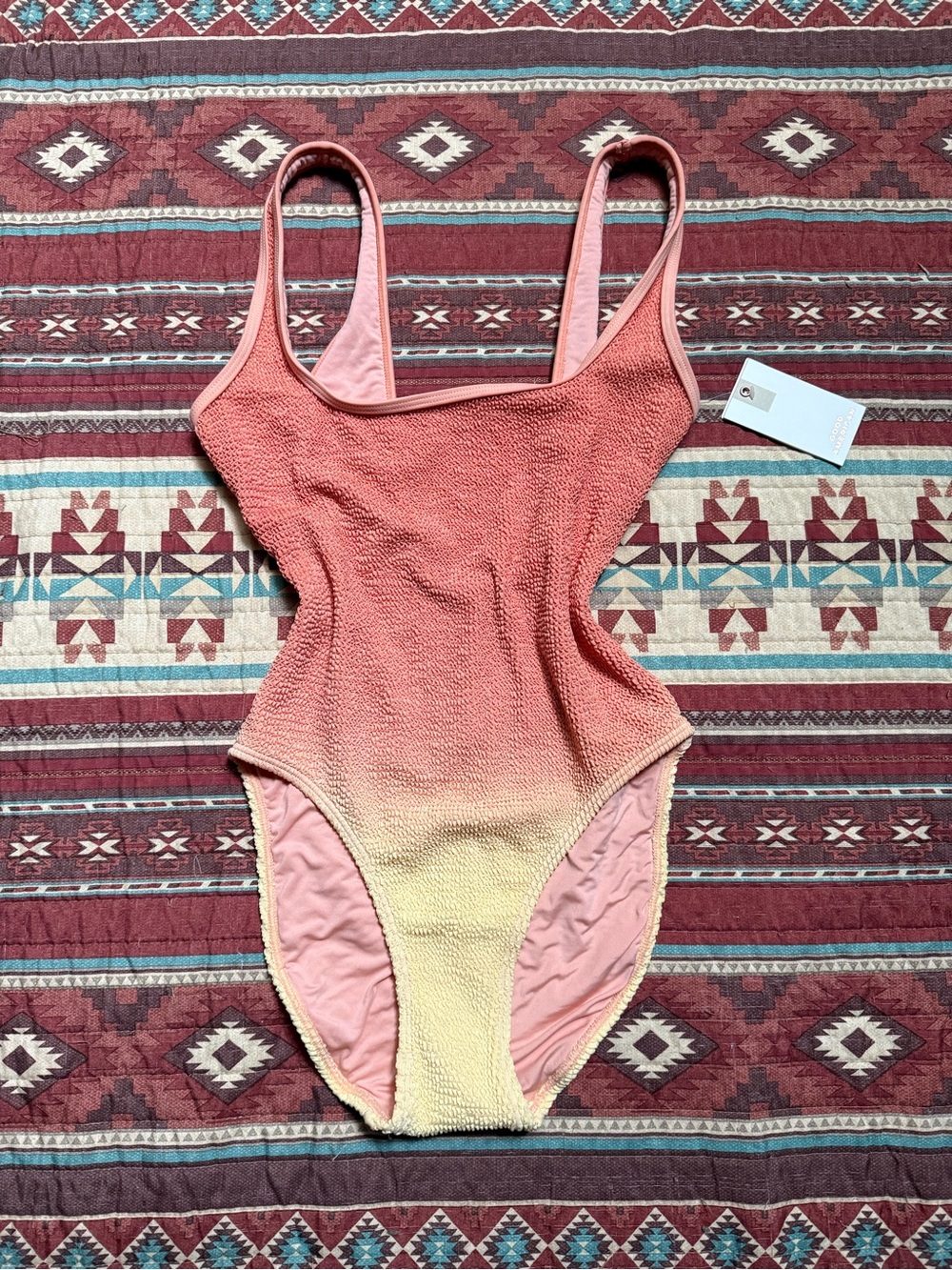 NWT Good American Ombre Textured One-Piece S/M